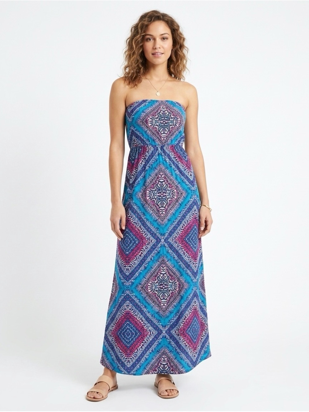 Strapless Printed Maxi Dress